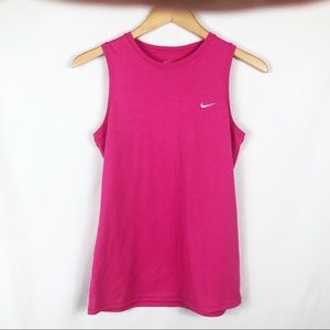 NIKE Fit Dry Fuschia Tank | Pink White | Size Medium